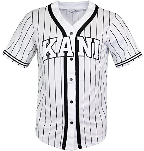 Karl Kani Serif Pinstripe Baseball Jersey Trikot (DE/NL/SE/PL, Alphanumerisch, L, Regular, Regular, White)