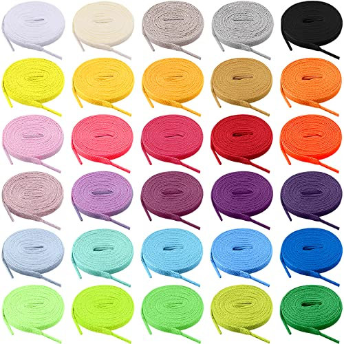 FEQO 30 Paia Lacci per Scarpe Lacci Sportivi Piatti Lacci Piatti Colorati Lacci Elastici per Scarpe Skate Sportive, 30 Colori (120cm)