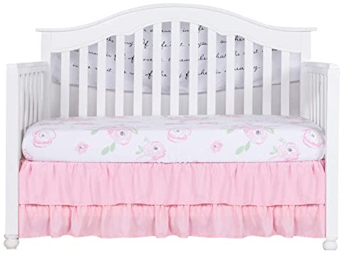 Jupe De Lit pour Bébé à Volants Anti-poussière, Jupe De Lit à Volants avec Pompons à Pompons pour Bébés Garçons Ou Filles, Goutte De 35,6 Cm (Pink,52x28 Crib)