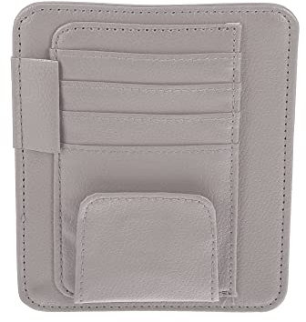 X AUTOHAUX Auto Sonnenblende Organizer Brillenhalter Kartenhalter PU Leder Grau