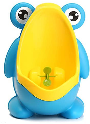 Funny Frog Boy Urinal, Children Potty Toilet Training, Kids Pee Trainer with Rotating Windmill Aiming Target, Easy Adjustable Height, Easy to Clean, Washable (Blue)