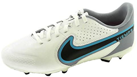 NIKE Jr. Tiempo Legend 9 Academy Mg Sneaker, White Black Baltic Blue Pink Blast, 3 UK