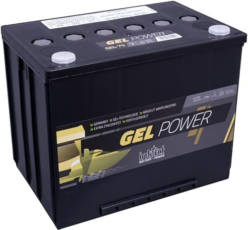 intAct Gel Versorgungsbatterie 12V 70Ah - speziell für Camping, Wohnmobil und Boote - auslaufsichere und wartungsfreie Gel-Batterie - Maße (LxBxH): 260x171x210mm, Pluspol Links