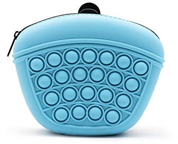 PETCUTE Hunde Futterbeutel für Hundetraining mit Clip,Tragbare Silikon Hundeleckerlibeutel für Hundetraining,Großes Fassungsvermöge Leckerlibeutel fur Hund mit Einzigartiges Blasen-Design,Himmelblau