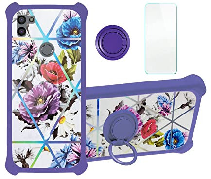 Aroepurt Hülle Für Gigaset GS5 hülle Kompatibel mit Gigaset GS5 Hülle Case Handyhülle Schutzhülle Cover [Mit 9H Härte HD Schutzfolie] PC + Silikon Ständer IMDZ-HUA2