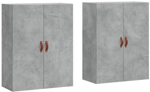 vidaXL Wandschränke 2 STK., Hängeschrank mit viel Stauraum, Badschrank Wohnzimmerschrank mit Türen, Wandmontage Aufbewahrungsschrank, Betongrau