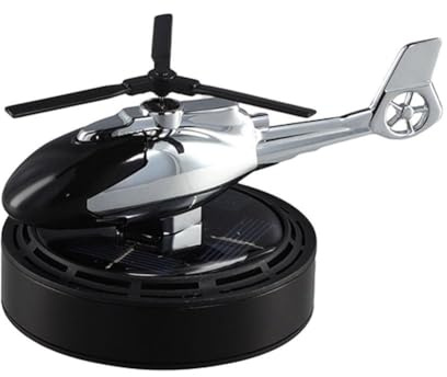 RJSQAQE Solar Powered Car Air Freshener, Helicopter Diffuser, White, Blue with Metallic Finish