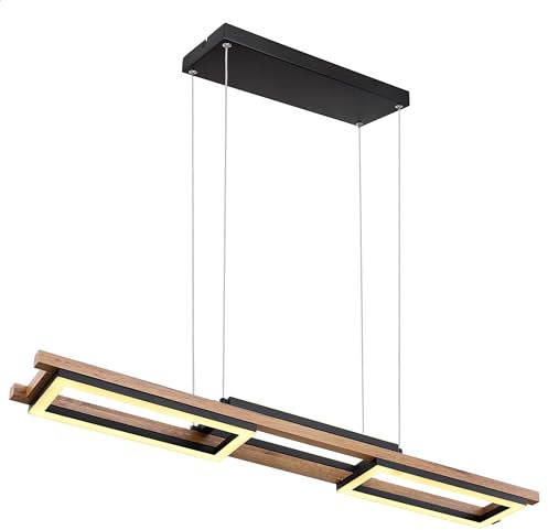 INNOVATE LED Pendelleuchte Holz UP&Down Light | Hängelampe mit indirekte Beleuchtung Wohnzimmer | Pendelleuchte Esstisch Lampe 30W | Hängeleuchten & Pendelleuchten Holzoptik | Hängeleuchte Schwarz