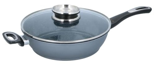 alpina Kasserolle - Ø28cm - Bratpfanne mit Glasdeckel - Antihaftbeschichtung - Alle Herdarten - Aluminium/Glas
