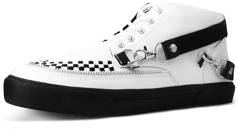 T.U.K. Mid Top Creeper Sneaker - Herren & Damen Schuhe - Puck, Goth und Rocker Style Leder und Wildleder Schnürschuhe