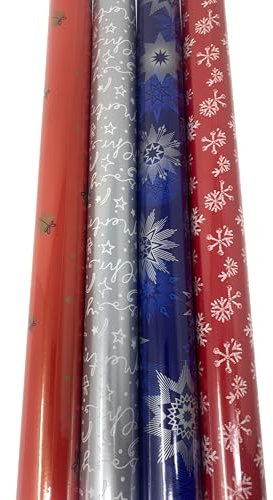 Geschenkpapier Präsenta Weihnachten Rollen Weihnachtspapier gemischte Motive 5m x 0,7m verschiedene Sets (4)