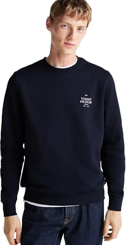 Tommy Hilfiger Herren Sweatshirt Hilfiger Stack Rundhalsausschnitt, Blau (Desert Sky), 3XL