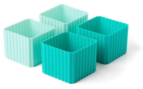 LEKKABOX Cups, 4er Set - Silikon Förmchen für saubere Trennung in der Brotdose | Bentobox Lunchbox Zubehör (Ocean)