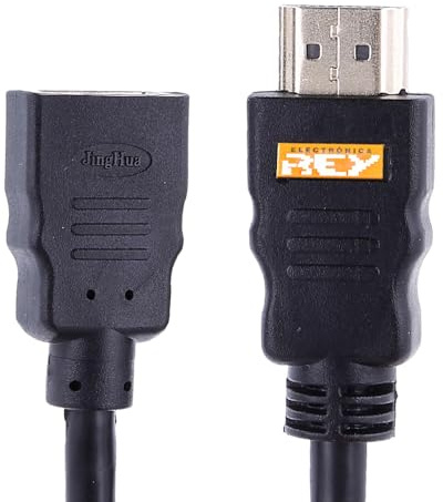 REY HDMI-Kabel männlich weiblich 1.4 4k, Ethernet für DVD, Projektor, PS, XBOX, PS4, PS5, XBOX ONE, XBOX SERIES S, XBOX SERIES X Schwarz, 1.5 m