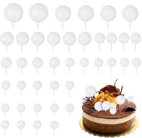 40 Pcs Round Cake Balls - Mini White Foam Balls for Decorating Cake Toppers & Inserts - Perfect for Parties, Baby Showers