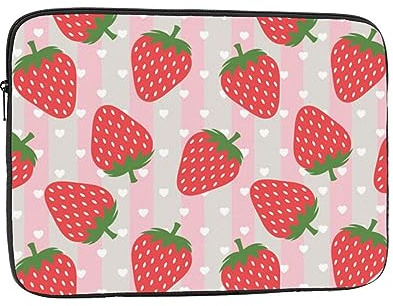 Housse de protection pour ordinateur portable de 17 pouces Motif fraises en tissu Oxford résistant aux chocs