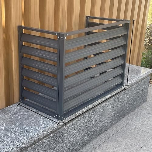 Cubierta y Rejilla de Protección para Aire Acondicionado Exterior, Funda con Soporte de Flores de Aluminio y Pantalla de Privacidad