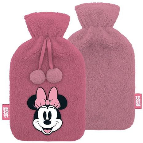 ARDITEX Minnie Embroidered Hot Water Bottle with Plush Cover