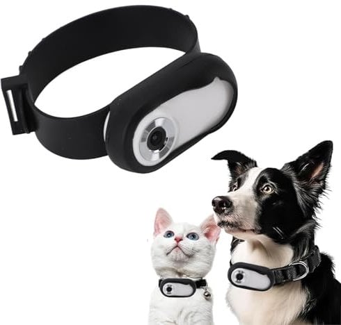 1080P Dog Collar Camera, Lightweight Pet Collar Cam with 0.96 Inch LCD Display, 170° Wide Angle, USB Rechargeable Mini Pet Camera for Dogs Cats