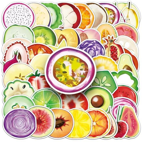 50Stück Gemüse Obst Aufkleber für Laptop,Motorrad,Kühlschrank,Fahrrad,Skateboard,Gepäck,Stoßstange,niedliche Vinyl Aufkleber,Kinder Erwachsene Mädchen Geschenk,Food Ästhetische Graffiti Sticker