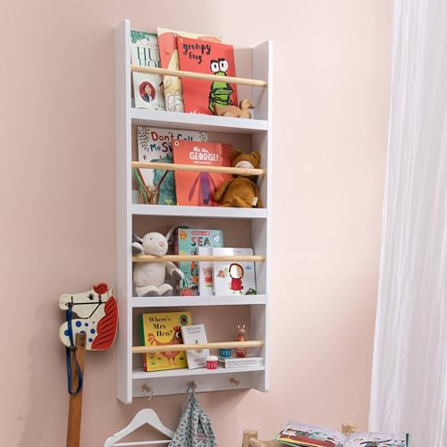 Noa and Nani Elene Display 3 Tier Shelf Bookcase Wall Mounted & Coathook