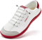 HOBIBEAR Chaussures pieds nus larges pour homme et femme - Chaussures de marche - Baskets de course à pied - Semelle zéro goutte - Légères et confortables, blanc/rouge, 37.5 EU