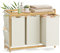 SONGMICS Wäschekorb 3 Fächer, Bambus, Wäschesammler 150 L, Wäschesortierer, mit Ablage, Wäschesack, kleine seitliche Taschen, Wäscheregal, 3 x 50 L, 94 x 33 x 78 cm, cremeweiß RLH115W01