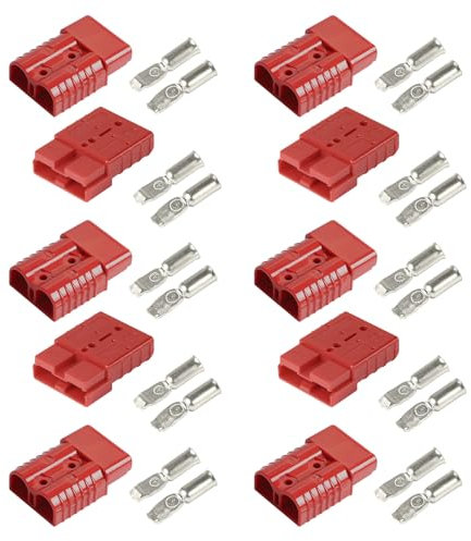 efuturetime 10 Pezzi. Connettore Anderson 50A 600V, Connettore Batteria a Disconnessione Rapida, Connettore ad Alta Corrente per Auto, Roulotte, Barche, Sistemi Solari, Rosso