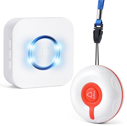 Ainiv Notrufknopf für Senioren, Hausnotruf Notrufknopf mit Schlüsselband,Hausnotruf Senioren Notfallknopf für Senioren mit 1 Sendern und 1 Empfänger für Ältere Menschen Kinder Schwangere Frau