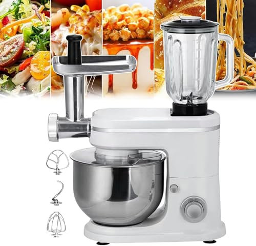 Batidora De Pie, Batidora De Alimentos De Cocina De 6 litros, Ajustable De 6 Velocidades, Batidora De Masa De Escritorio Doméstica De 1500 W, con Extractor De Jugo De 1,5 L, Diseño Desmontable