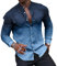 Wirltte Mens Shirts Long Sleeve Casual Gradient Regular Fit Button Down Shirt Blue XL