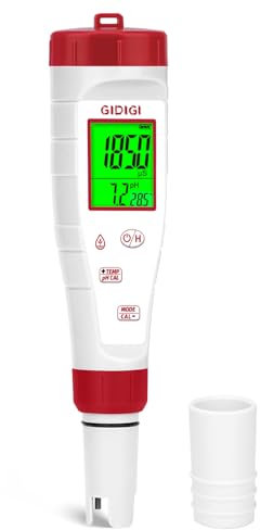 Misuratore di pH GIDIGI, tester di pH ppm digitale per acqua, 4 in 1 con visualizzazione simultanea di TDS, pH, EC e temperatura per idroponica, piscina, vasca idromassaggio e acqua per uso domestico