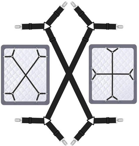 Sujeta Sabanas Bajeras,2 PCS Sujetadores para Sábanas Ajustables Elásticos Correas Cama Clips Sujetadores de Hojas Clips de Ropa de Cama para Sábana Bajera Fundas de Colchón Sofá