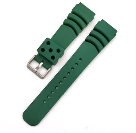 POYNMRE Bracelet de Sport en Silicone 20mm 22mm 24mm, Bracelet de Montre de plongée étanche en Caoutchouc PU for Hommes, Bracelet de Remplacement, Accessoires de Montre compatibles avec Seiko(Green,22