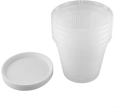 WIIYENA 5Pcs Plastic Plant Pots with Repotting Mat, Orchid Pots 16x14cm/19x16cm, Clear Nursery Pots with Drainage Holes for Indoor Garden Plants (19cm)