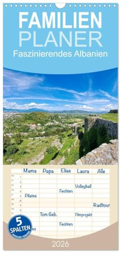 Familienplaner 2026 - Faszinierendes Albanien mit 5 Spalten (Wandkalender, 21 cm x 45 cm), CALVENDO: Imposante Gebirgszüge mit atemberaubendem, schönen Weitblick. (CALVENDO Orte)