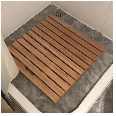 TAIPINGOZ Pedana Doccia in Legno, Pedana in Legno, Tappetino da Doccia in Legno, Piedini Antiscivolo, Robusto Tappetino da Bagno for Uso Interno ed Esterno(60x60x3.2cm (23.6x23.6x1.2in))