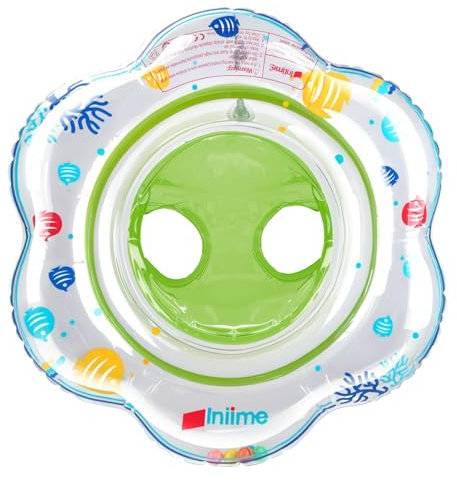 Truevaste Baby Schwimmring für 1 Jahre, Schwimmhilfe Kinder für Kleinkind 6 Monate bis 36 Monate, Aufblasbare Schwimmring mit Schwimmsitz aus PVC, 1 Luftpumpe und 3 Ozean-Bälle, Grün