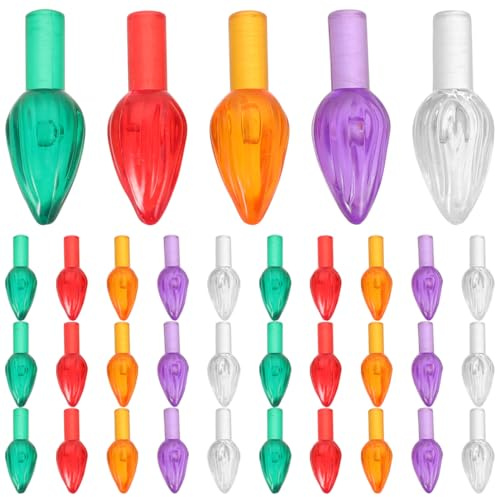 PRETYZOOM Ceramic Christmas Tree Replacement Twist Plastic Bulbs, 100Pcs | Medium Size, Lightweight Holiday Craft Parts, for DIY Decorations and Vintage Tree Displays