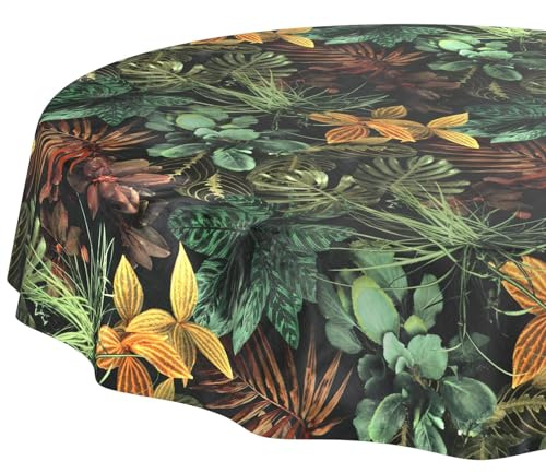 Wachstuchtischdecke Tischdecke abwaschbar Wachstischdecke pflegeleicht wasserabweisend Lotuseffekt Gartentischdecke Tropia Rund 120 cm Schnittkante