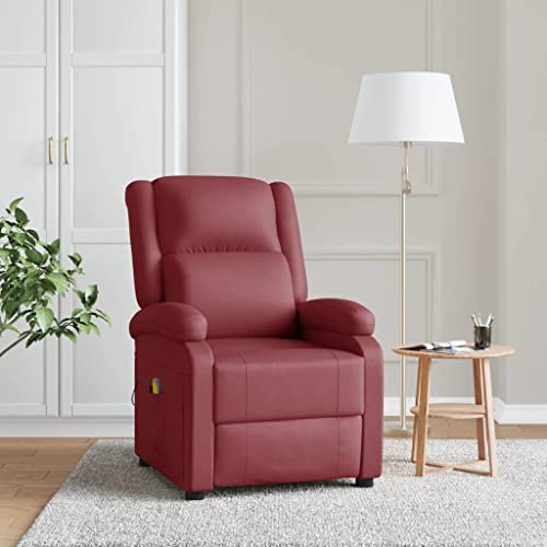 Frdhee Schaukelsessel, Massagesessel Weinrot Kunstleder Relaxsessel für Wohnzimmer und Schlafzimmer