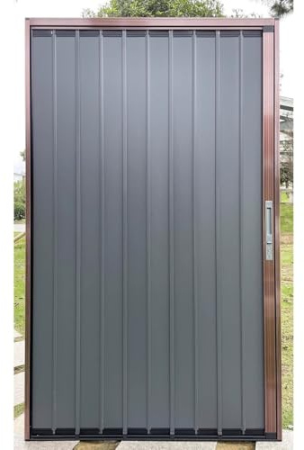 Sxlawesom Puerta plegable tipo acordeón con cerradura, Puerta divisoria corredera plegable, Ideal para dormitorios, salas de estar y pasillos.(Gray Right,610x1010mm)