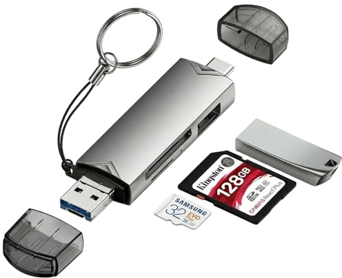 USB SD Card Reader, USB C & USB 3.0 Memory Card Reader, Dual Connector Usb SD Card Adapter for TF/SD/Micro SD/UHS-I/SDXC/SDHC, 3 In 1 Card Eeader Compatible with Phone Computer Galaxy Pixel, XPS