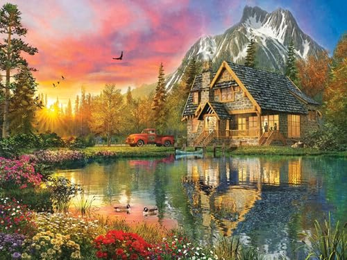 Jigsaw Puzzles for Adults 1000 Piece A Landscape of Lakes and Mountains 27.56 x 19.69 Inch Puzzles for Adult Challenge Game Puzzle 1000 Pieces for Adults