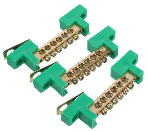 HOMOCONO Barette de Terre Électrique Cuivre 3 Pièces 6 Trous 6X9 MM Bornier pour Câblage Fixe Tableau Électrique Bornier Prise de Terre et Bloc de Connexion Terminal