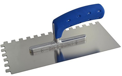 TREBI Profi Edelstahl-Glättekelle gezahnt rostfrei Softgriff blau 10 x 10 x 10 mm