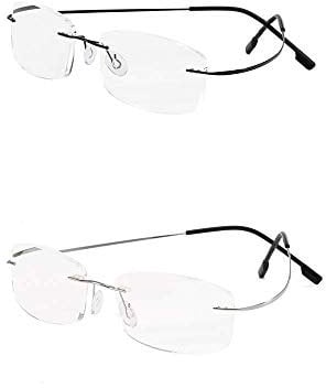 KoKoBin Randlose Lesebrille Super Light Titan Eyewear Herren Damen Sonnenlesebrille Lesebrille, 2er-Set, +2.50 Vergrößerung (2 Stück)