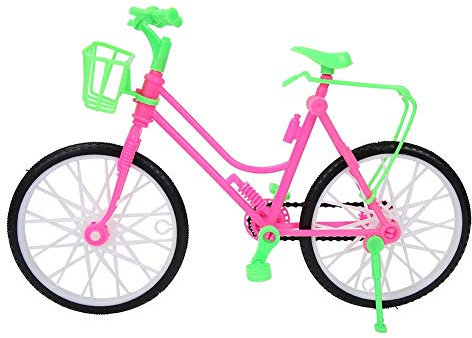 Mädchen Miniatur Fahrrad mit Korb Kunststoff Simulation Mountainbike Spielzeug Kinder Spielhaus Geschenke für Puppe Outdoor Zubehör