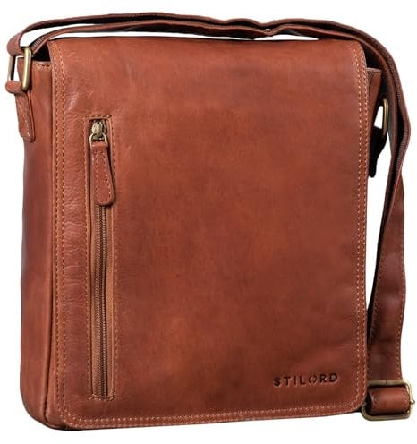 STILORD 'Will' Umhängetasche Leder Männer Messenger Bag für iPad kleine Schultertasche Handtasche Herren-Tasche 10,1 Zoll Tablettasche echtes Leder, Farbe:cognac - braun