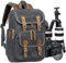 Abonnyc Camera Bag, Anti-Theft DSLR SLR Camera Backpack Water Resistant Canvas Backpack Fit up to 13.7 Laptop with Rain Cover, Tripod Holder for Women and Men (Dark Grey)